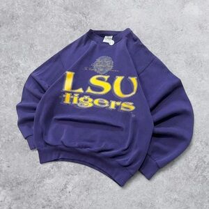 Vintage 90s VERY RARE LSU Tigers Pullover Crewneck Sweatshirt